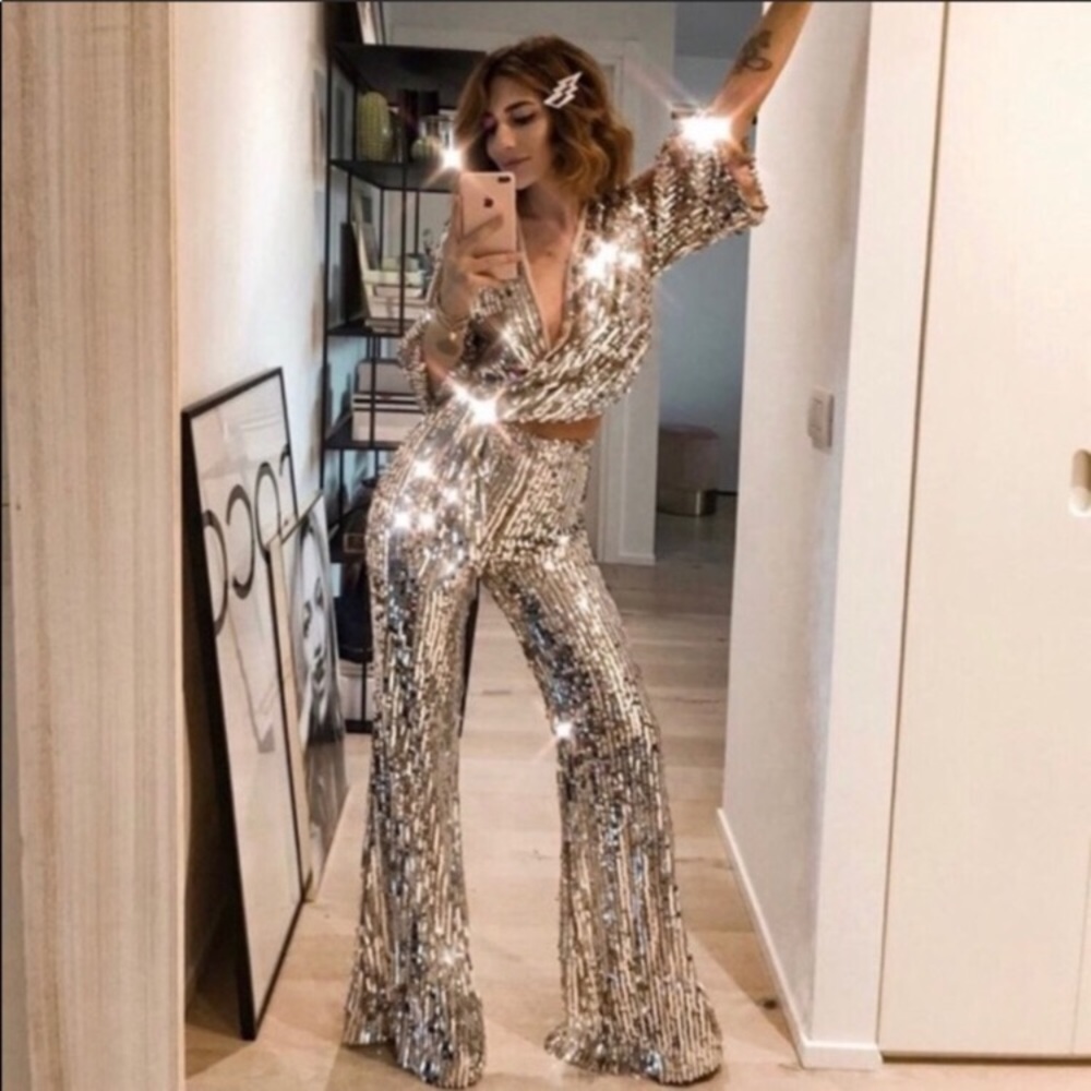 Zara blogger fav flare Sequin pants - Picture 6 of 8